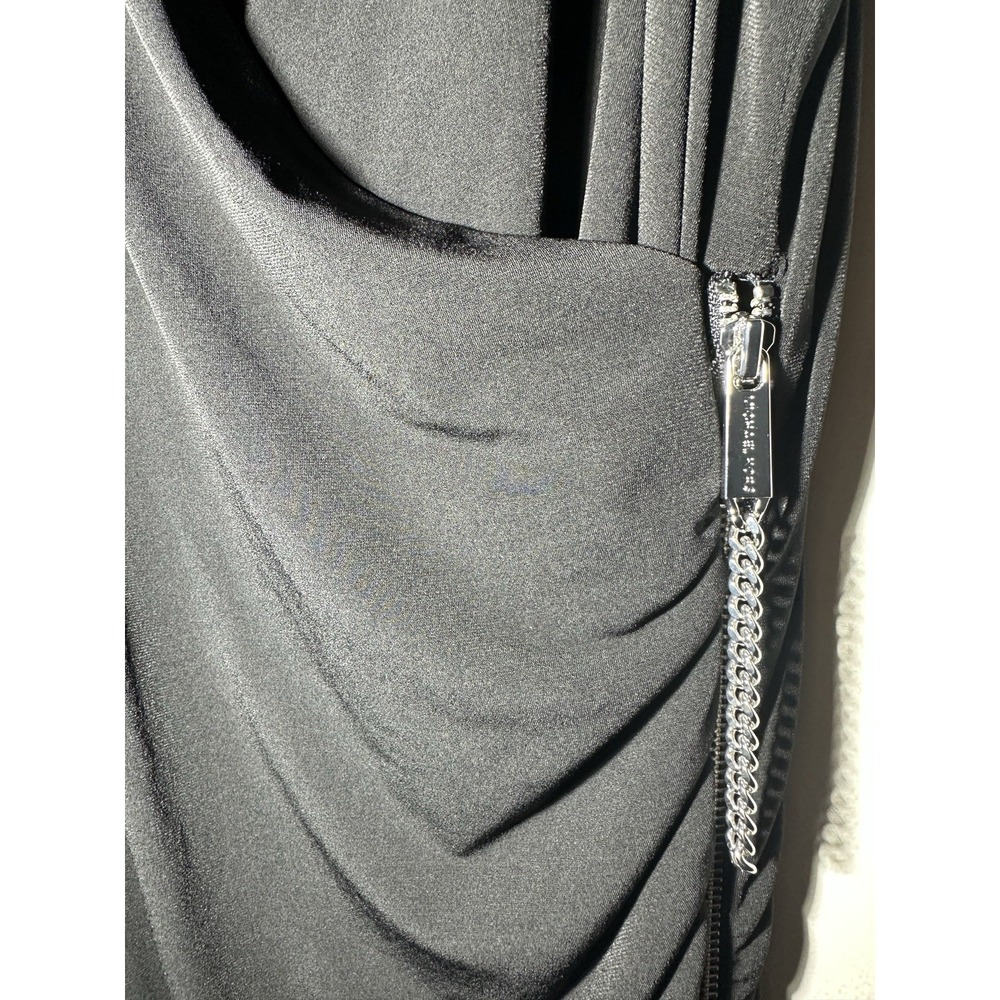 Michael Kors Women's Elegant Black w Silver Zip Detail Bodycon Dress–Size XL NWT